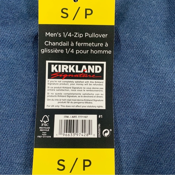 Kirkland Signature Men's 1/4 zip Pullover size S/P blue NWT - Picture 5 of 6
